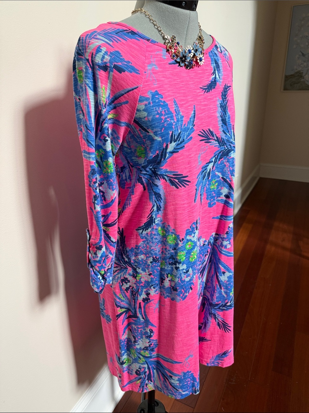 Lilly Pulitzer Pink Tropical Print Midi Dress - Picture 1 of 9